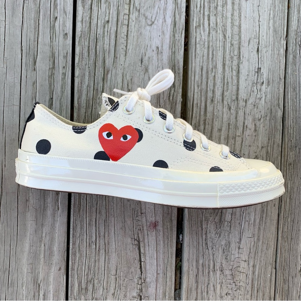 Comme des Garcons Polka Dot Red Heart Low-Top Sneakers